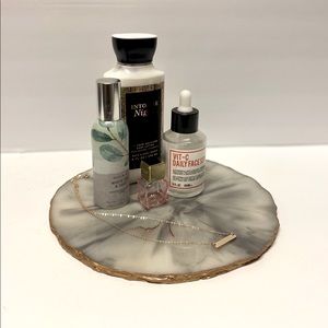 Resin Marble Tray with Gold Edges